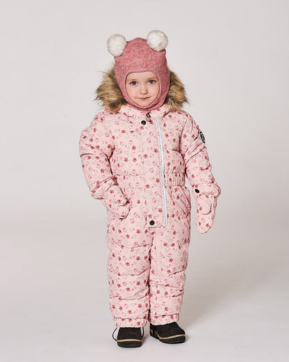 Cagoule tricotée rose poudré