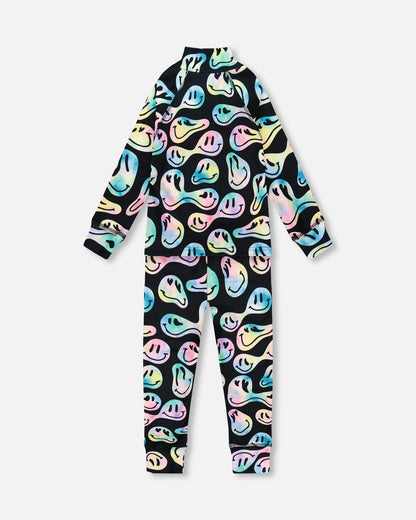 Two-Piece Thermal Underwear Set Smiley Face Girl