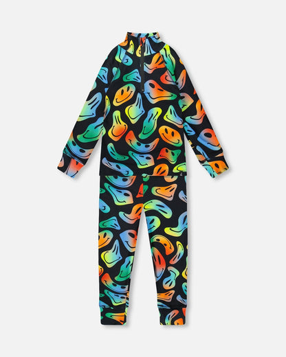 Two-Piece Thermal Underwear Set Smiley Face Boy