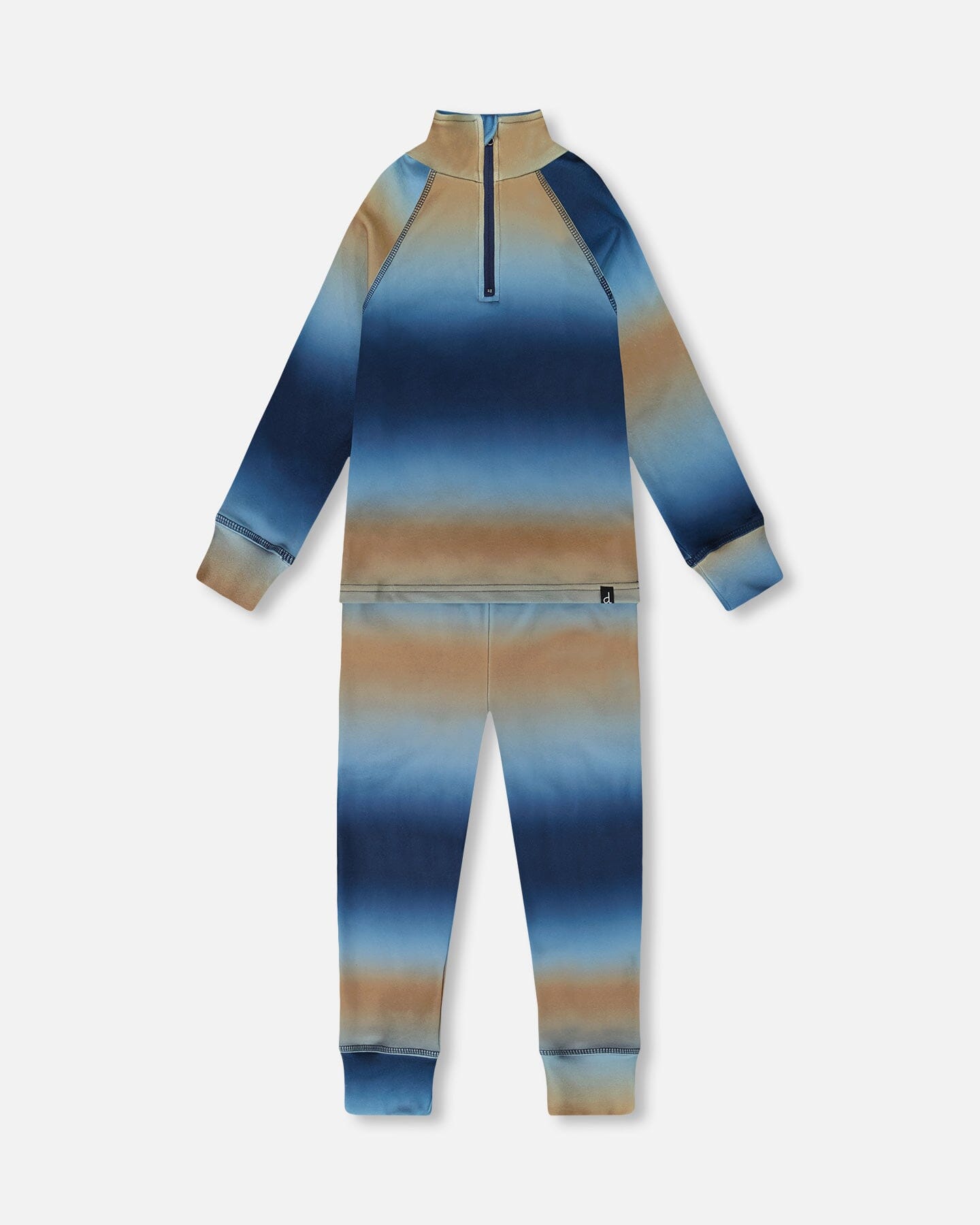Ensemble de sous-vêtements thermiques deux pièces dégradé bleu et beige
