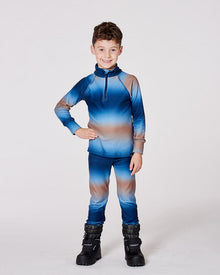 Ensemble de sous-vêtements thermiques deux pièces dégradé bleu et beige