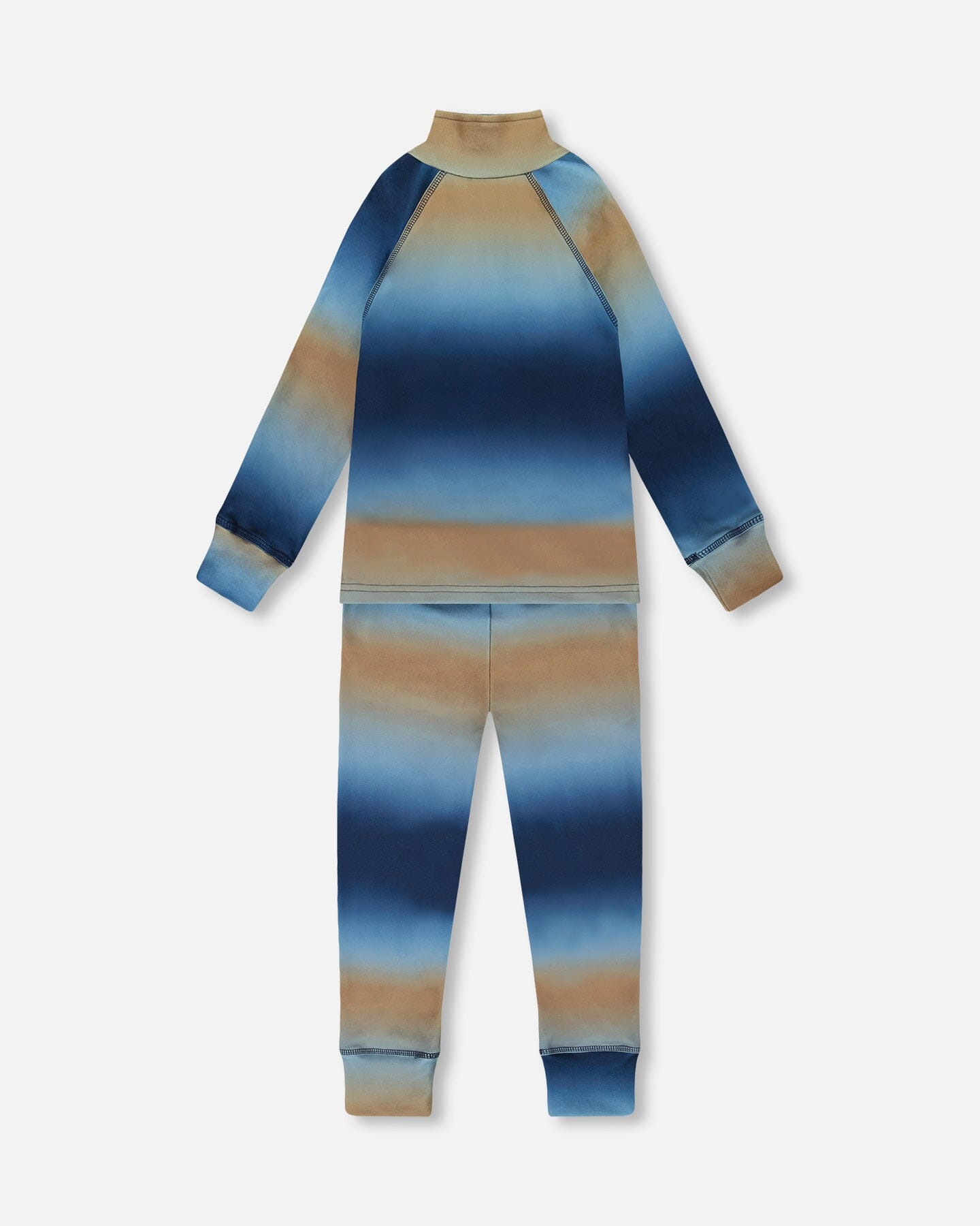 Ensemble de sous-vêtements thermiques deux pièces dégradé bleu et beige