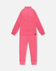 Ensemble de sous-vêtements thermiques deux pièces rose bonbon