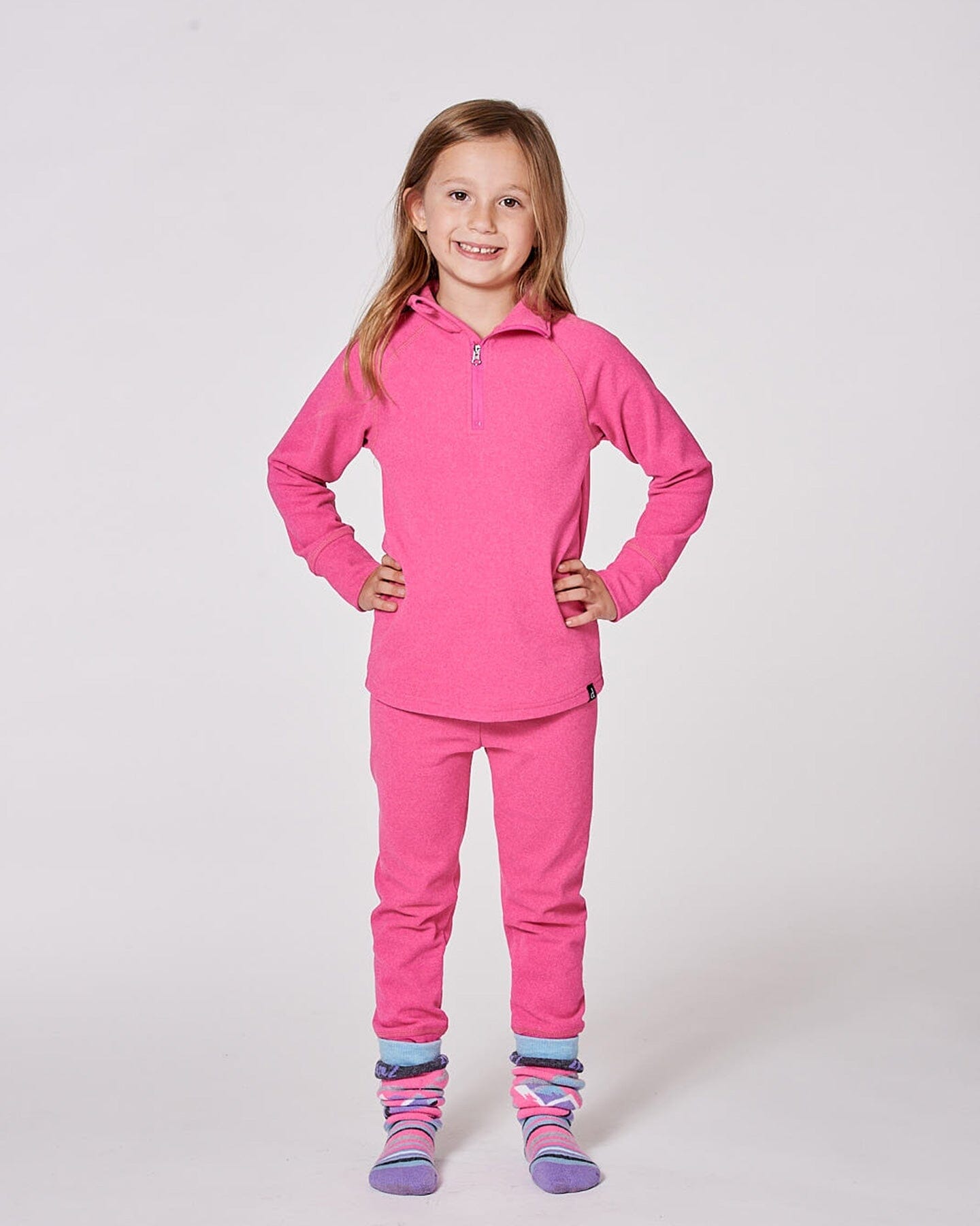 Ensemble de sous-vêtements thermiques deux pièces rose bonbon