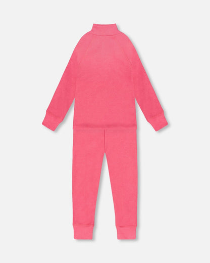 Ensemble de sous-vêtements thermiques deux pièces rose bonbon