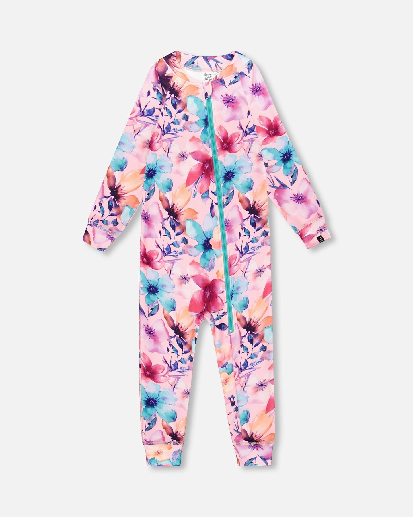 Sous-vêtement thermique une pièce à imprimé floral aquarelle rose