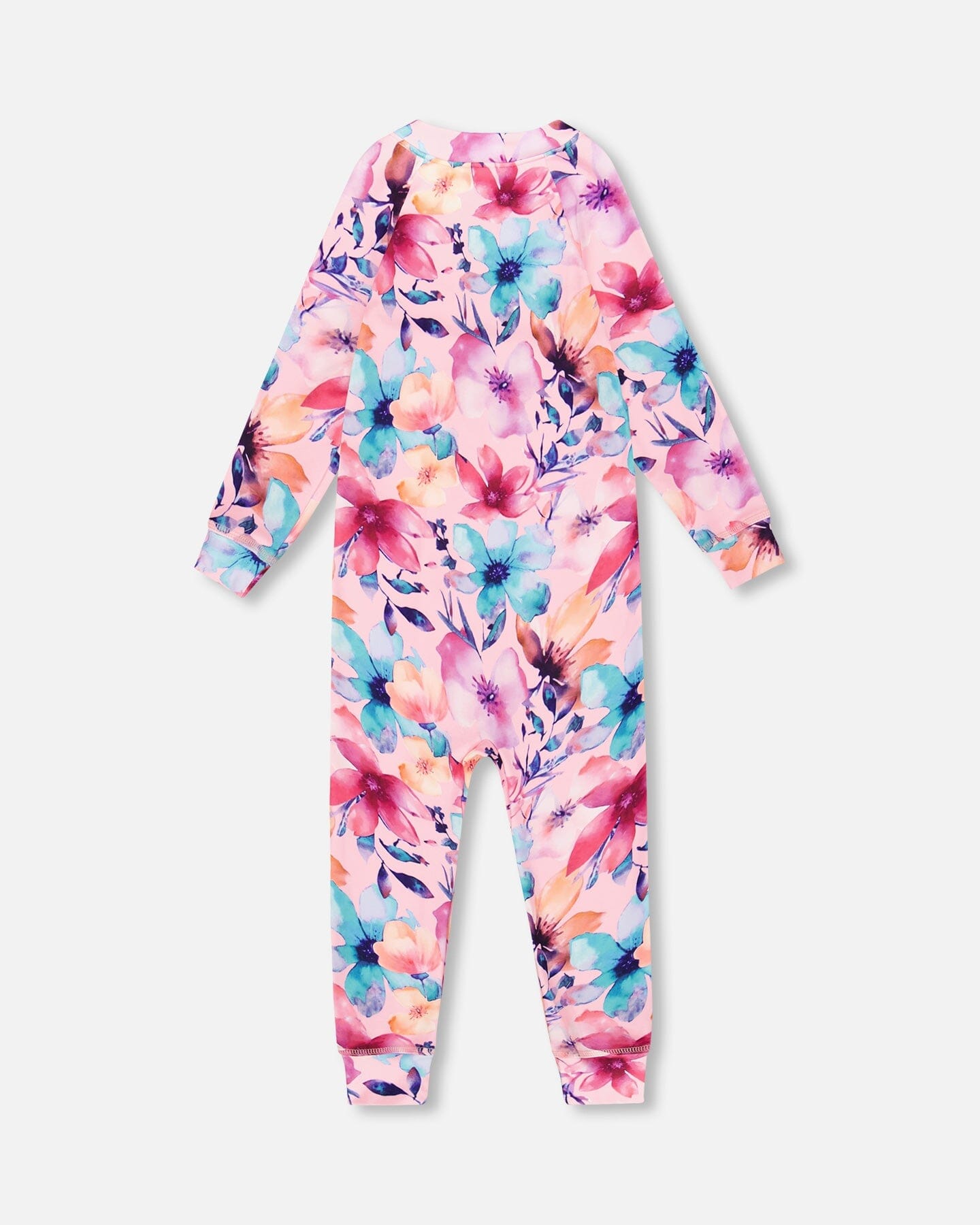 Sous-vêtement thermique une pièce à imprimé floral aquarelle rose