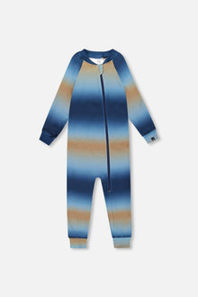 One-Piece Thermal Underwear Blue And Beige Gradient