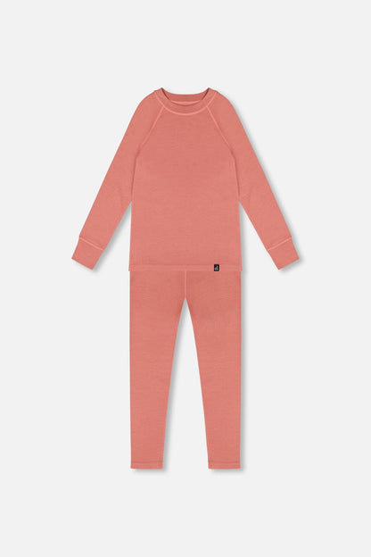 Ensemble couche de base en laine mérinos rose poudré
