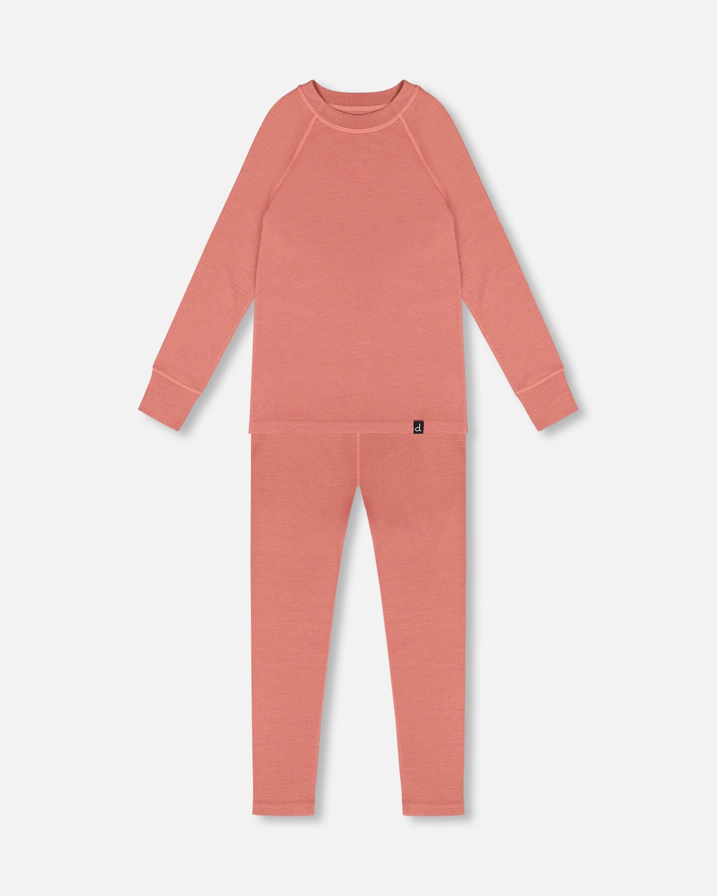 Ensemble couche de base en laine mérinos rose poudré