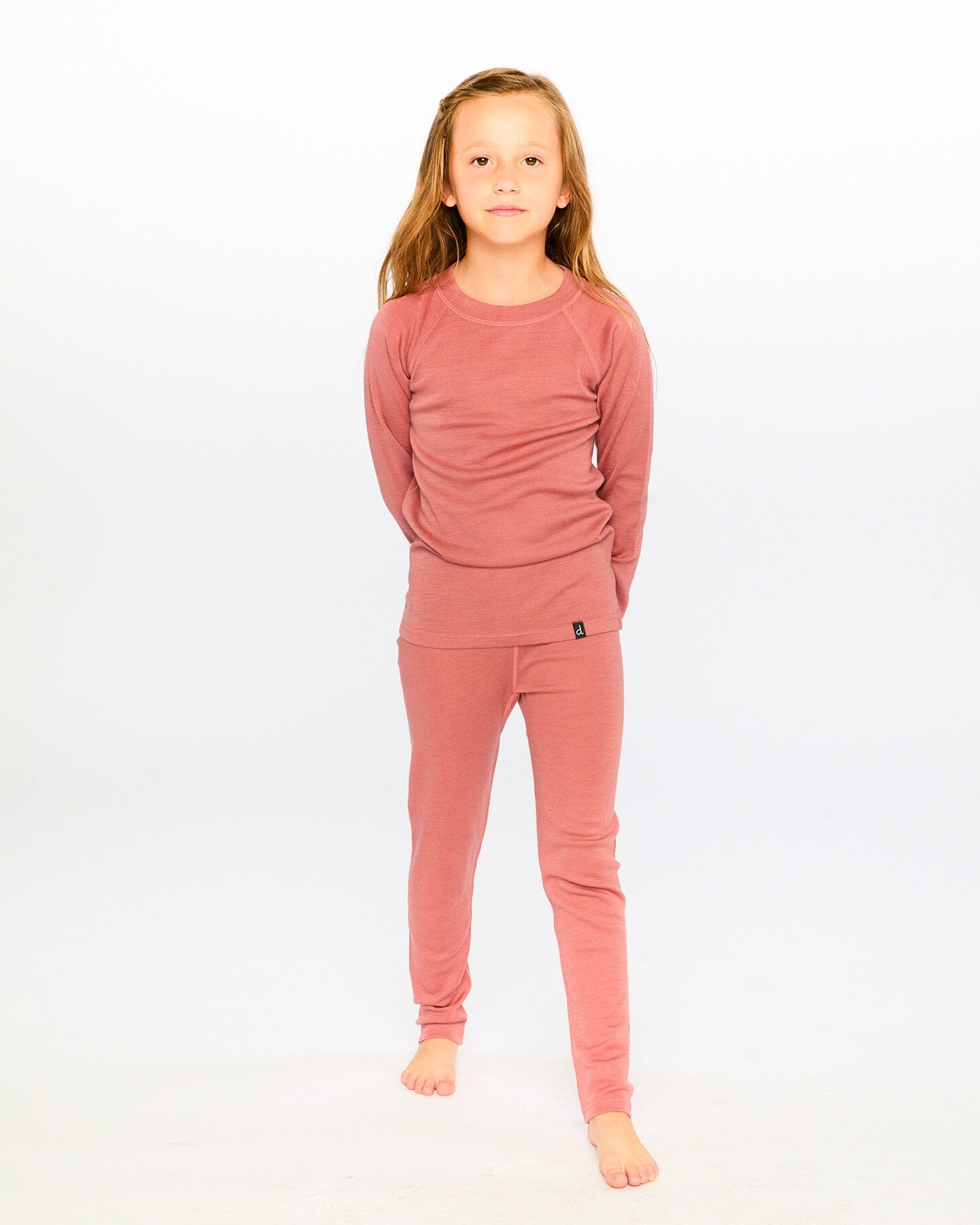 Ensemble couche de base en laine mérinos rose poudré