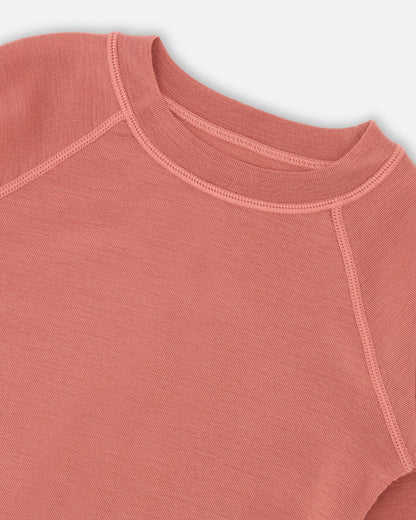 Ensemble couche de base en laine mérinos rose poudré