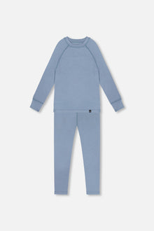 Ensemble de sous-vêtements techniques en laine mérinos bleu gris