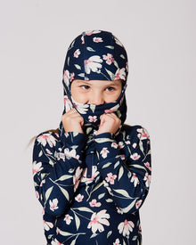 Cagoule en jersey brossé imprimé fleuri bleu marine