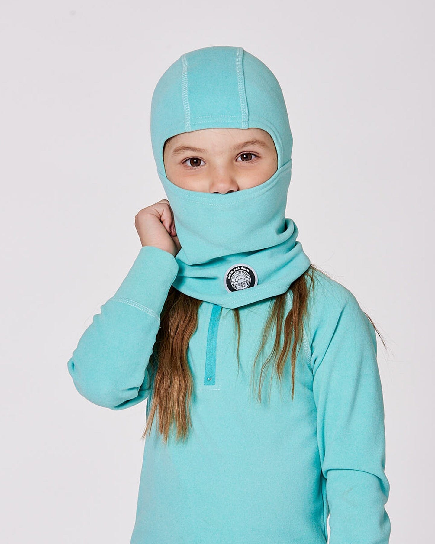Cagoule en jersey brossé bleu turquoise