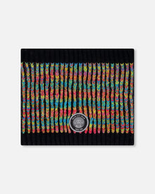 Cache-cou en maille doublée noir et multicolore