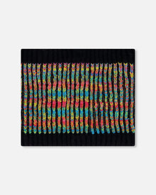 Cache-cou en maille doublée noir et multicolore