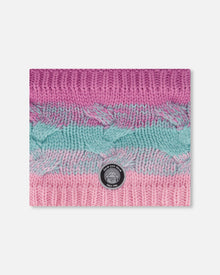 Lined Knit Neckwarmer Pink, Orange And Turquoise