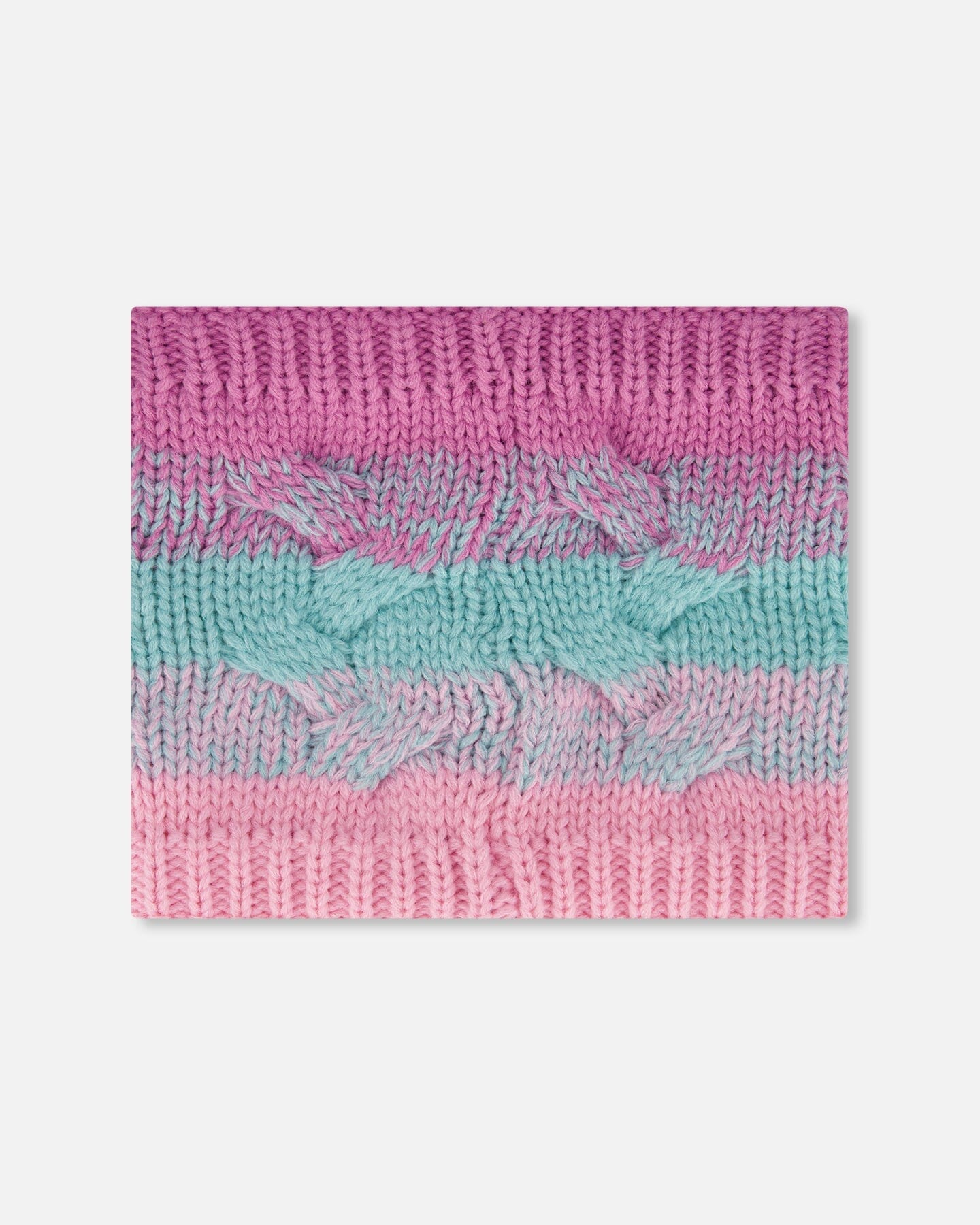 Cache-cou en maille doublé rose, orange et turquoise