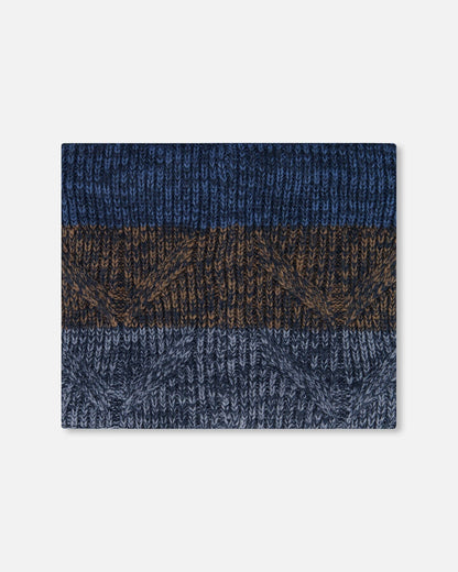 Lined Knit Neckwarmer Taupe And Navy