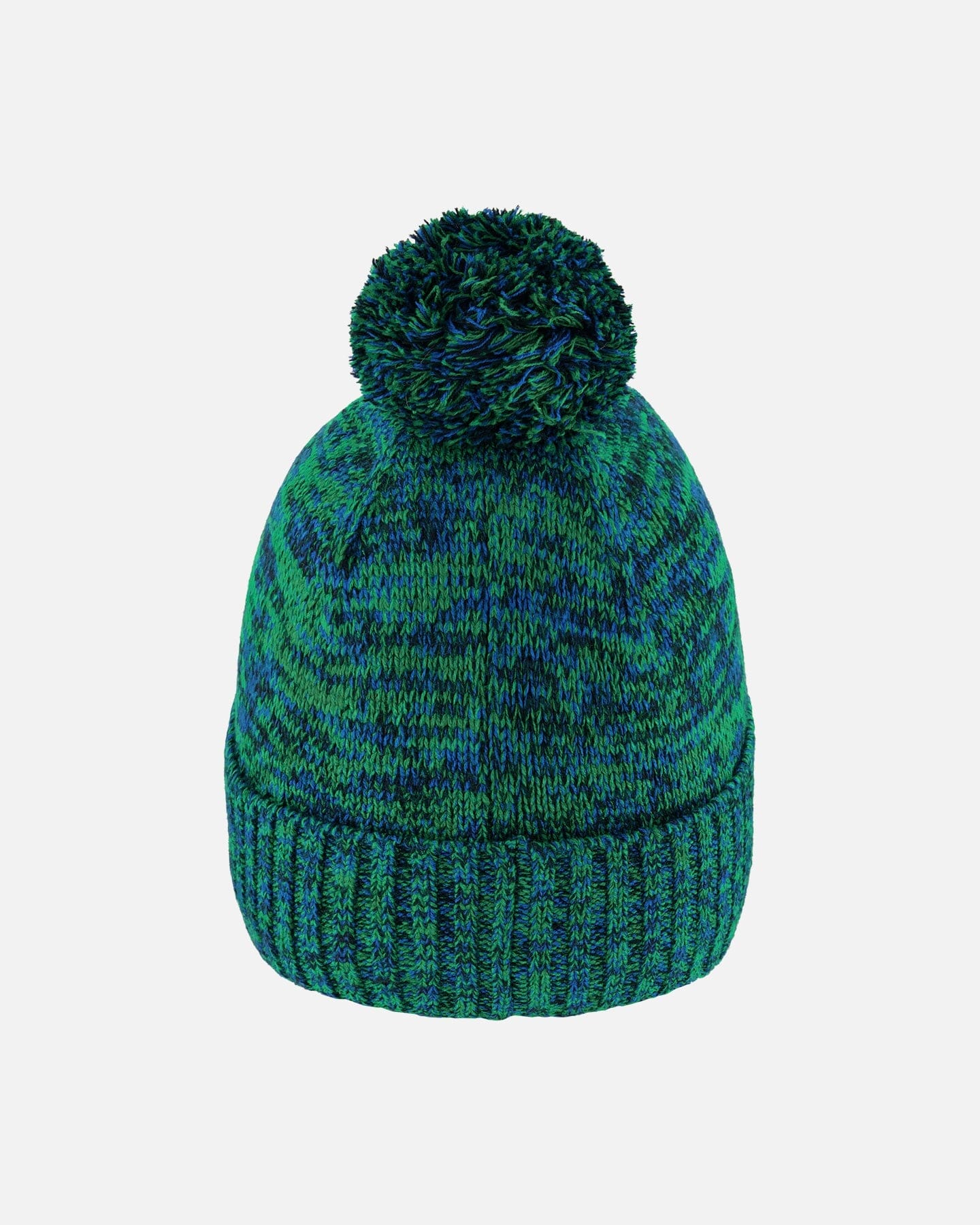 Bonnet en tricot doublé à pompon vert et bleu