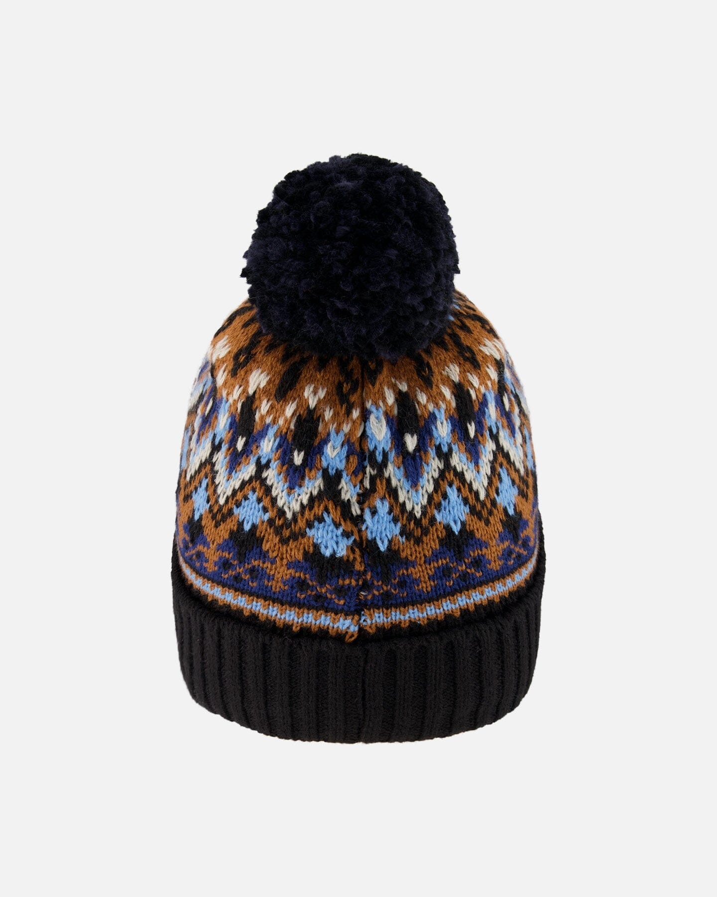 Bonnet d'hiver tricoté doublé avec pompon taupe et marine