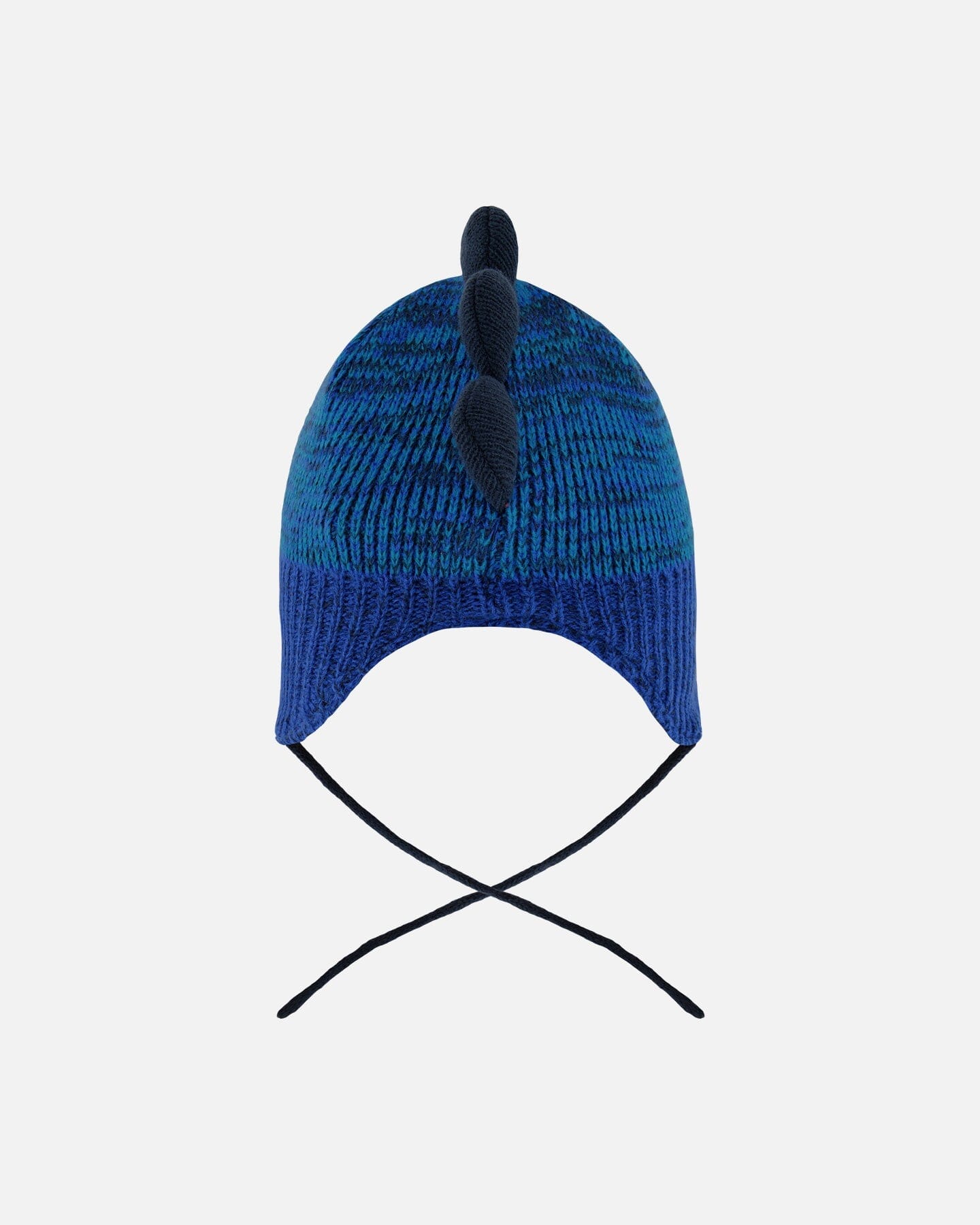 Bonnet péruvien tricoté doublé motif dinosaure avec pompon bleu