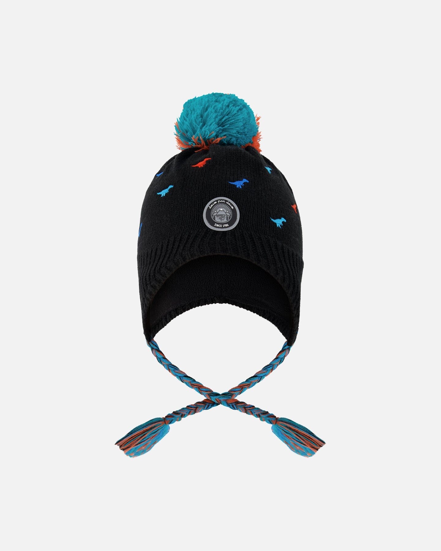 Bonnet péruvien tricoté doublé hiver avec pompon noir