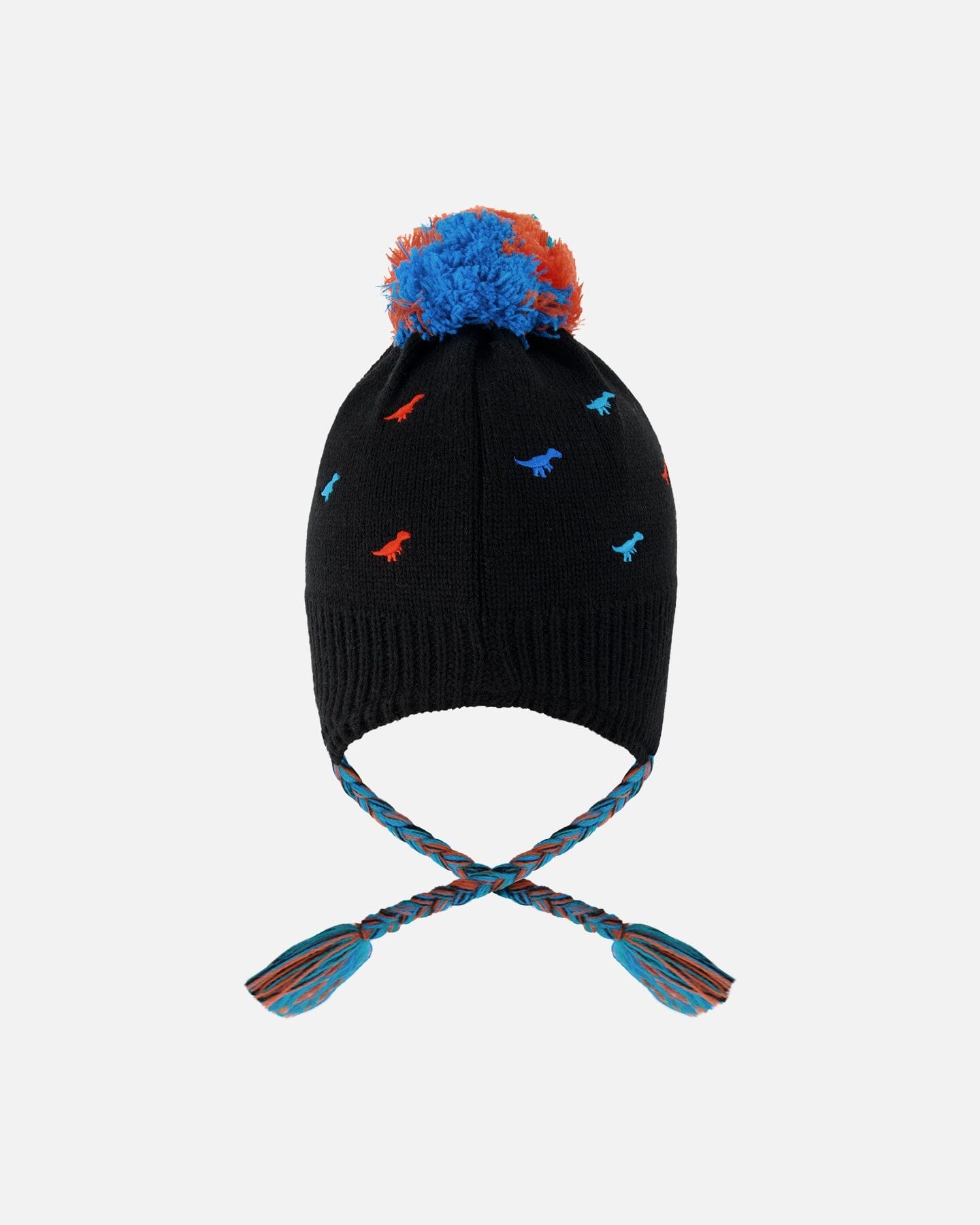 Bonnet péruvien tricoté doublé hiver avec pompon noir