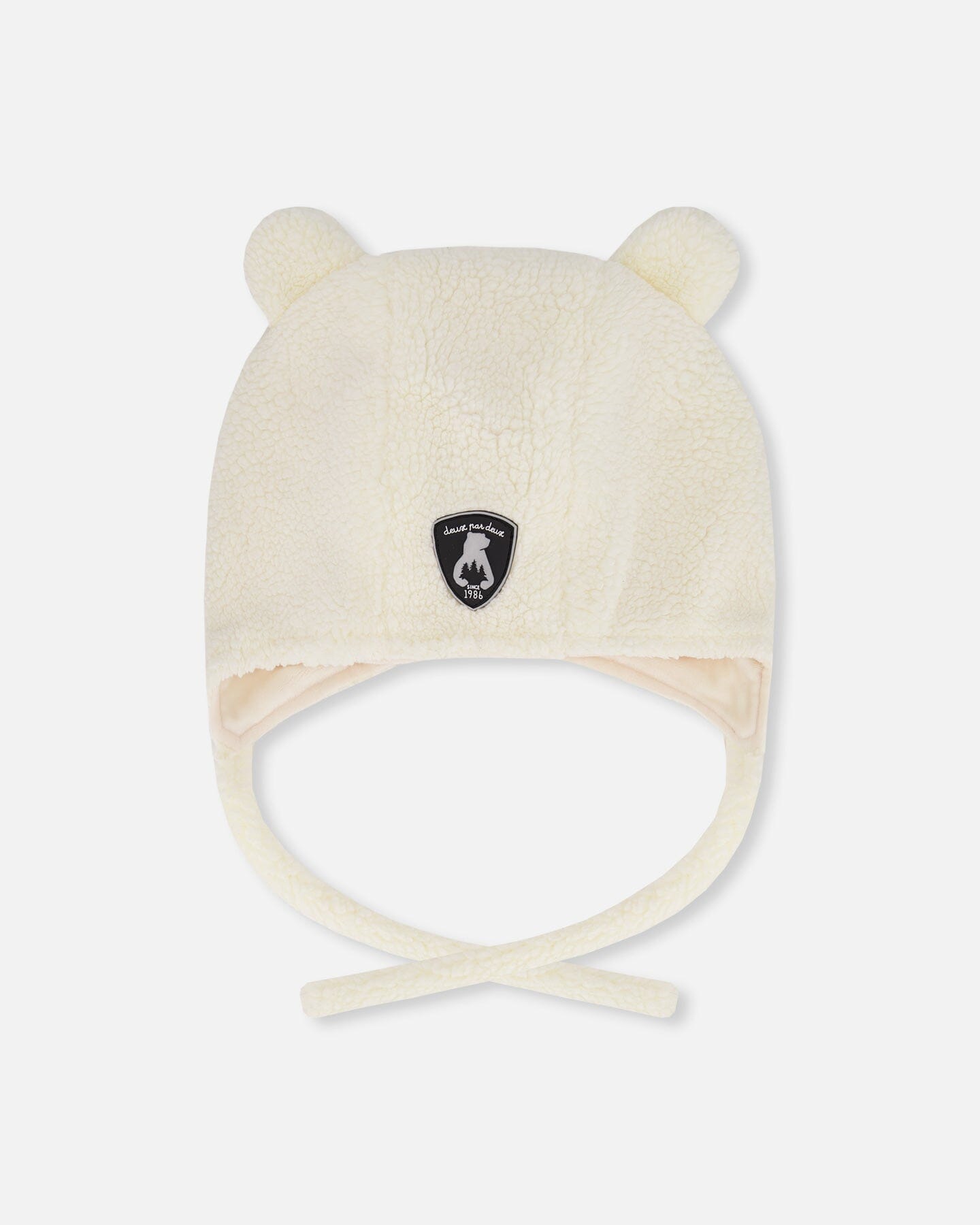 Bonnet bébé Sherpa doublé avec cache-oreilles écru