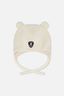 Lined Baby Sherpa Hat With Ear Flaps Off-White