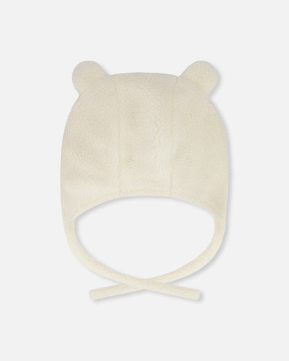 Bonnet bébé Sherpa doublé avec cache-oreilles écru