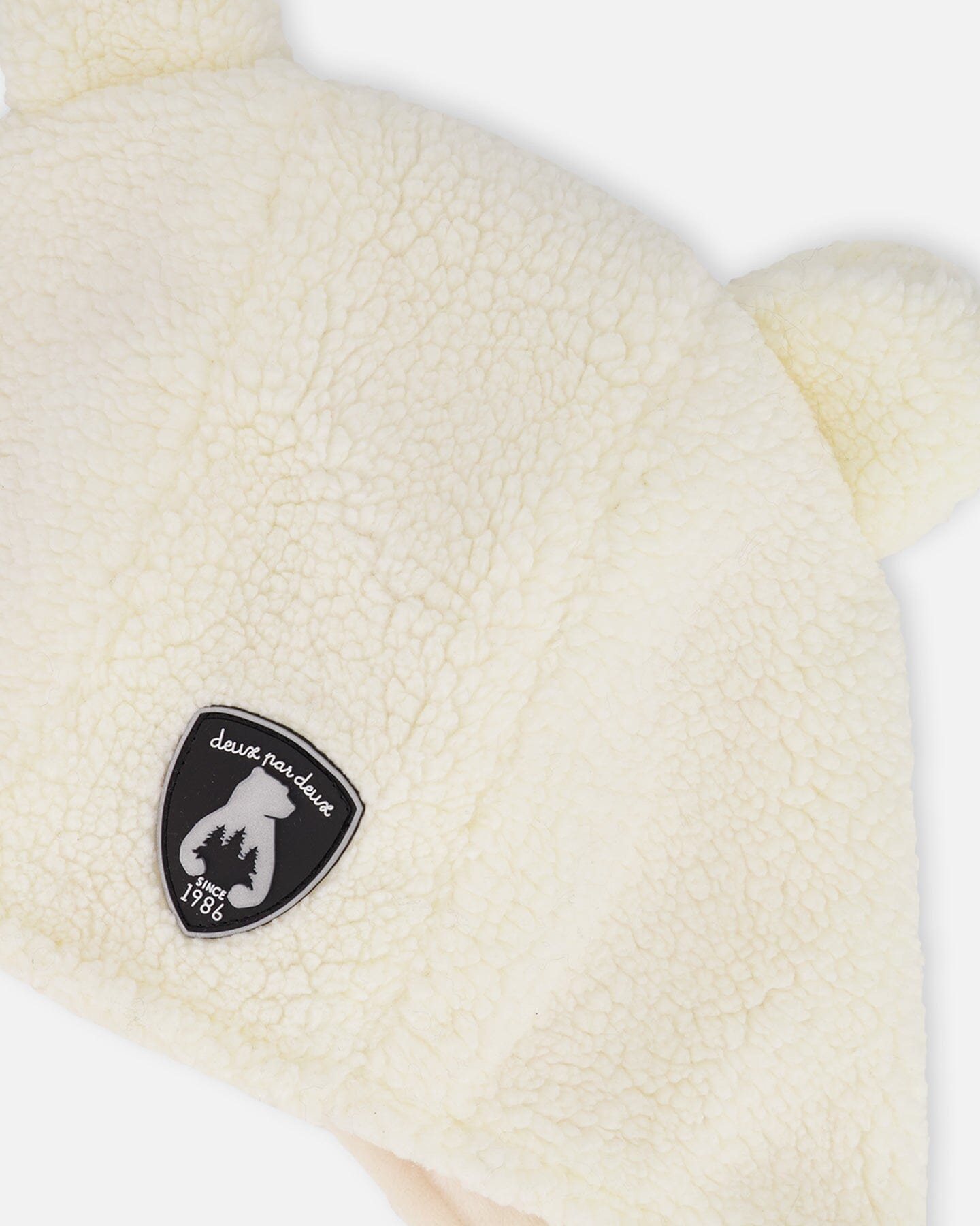 Bonnet bébé Sherpa doublé avec cache-oreilles écru