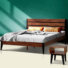 Cadre de lit et table de chevet Emery en bois massif