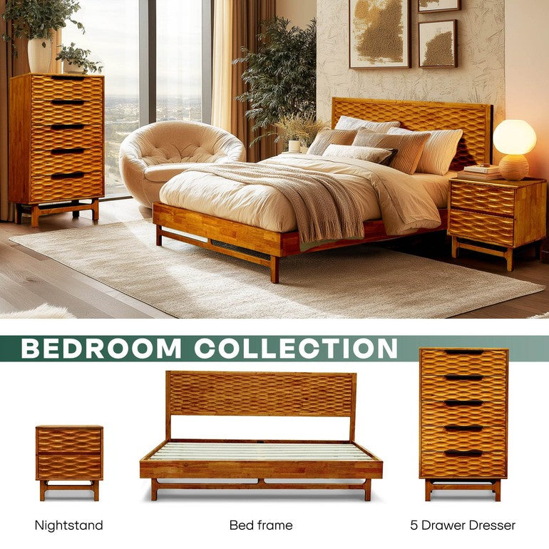 Commode Elara en bois massif à 5 tiroirs