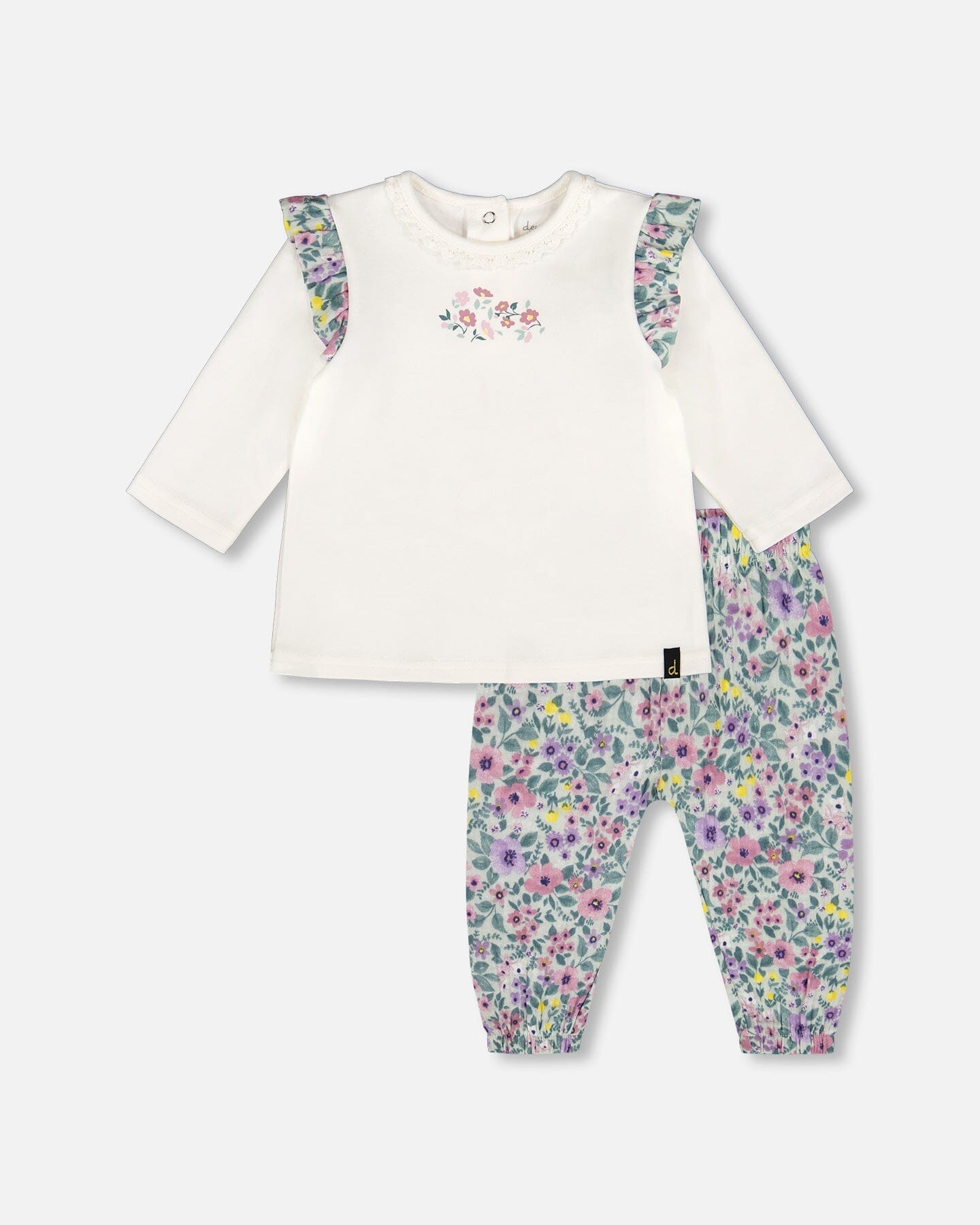 Ensemble top en coton biologique écru et pantalon en mousseline