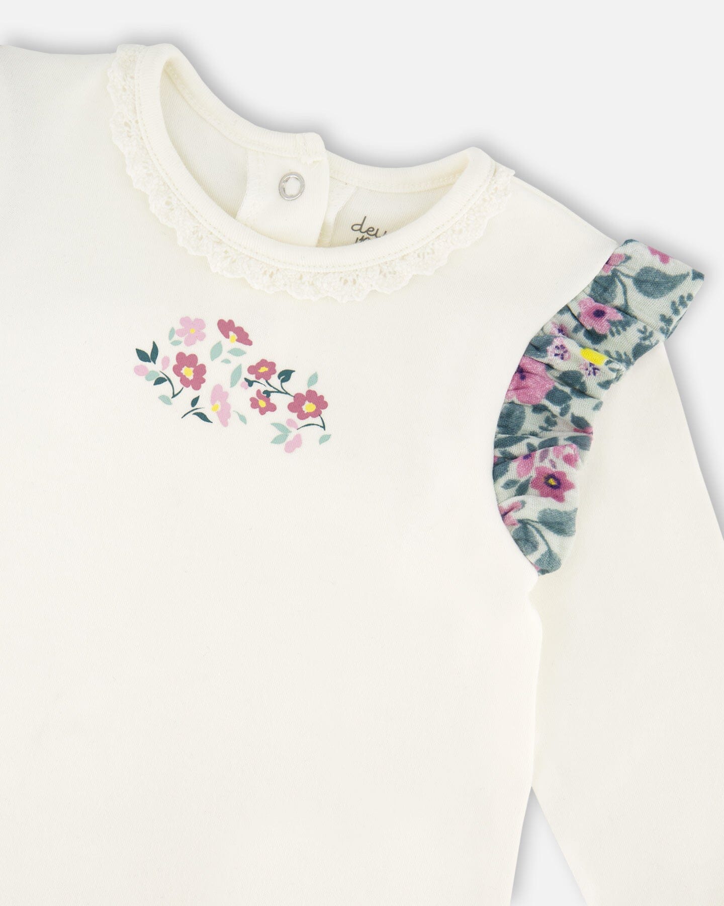 Ensemble top en coton biologique écru et pantalon en mousseline
