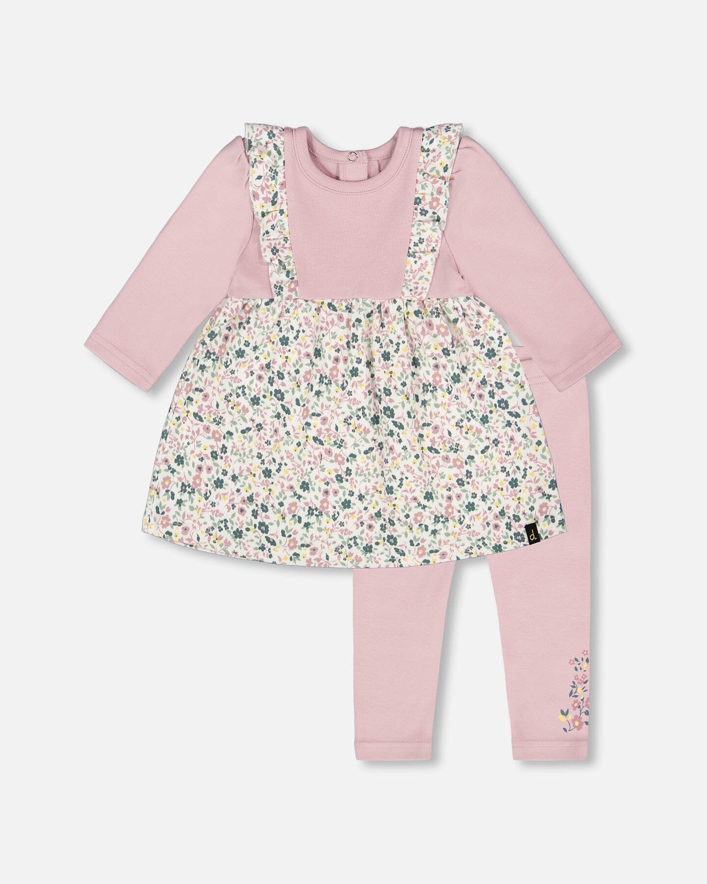 Ensemble Tunique Et Legging Bicolore En Coton Bio Violet Neutre