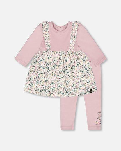 Ensemble Tunique Et Legging Bicolore En Coton Bio Violet Neutre