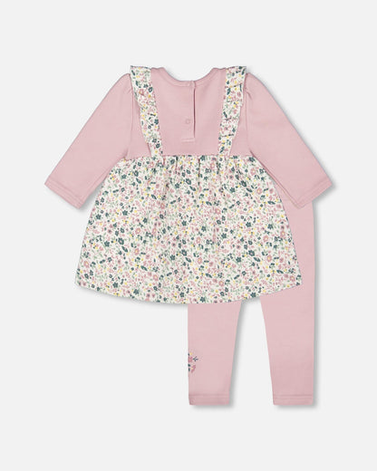 Ensemble Tunique Et Legging Bicolore En Coton Bio Violet Neutre