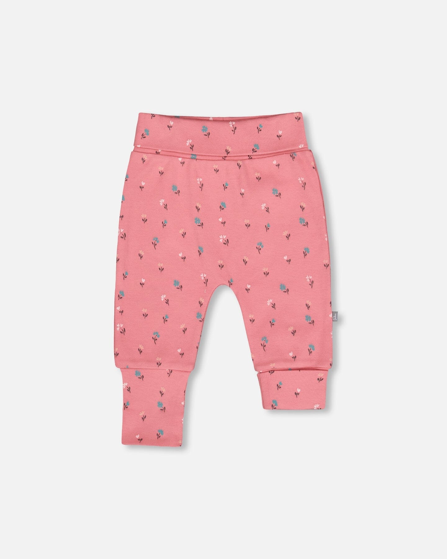 Pantalon évolutif en coton biologique rose fleuri