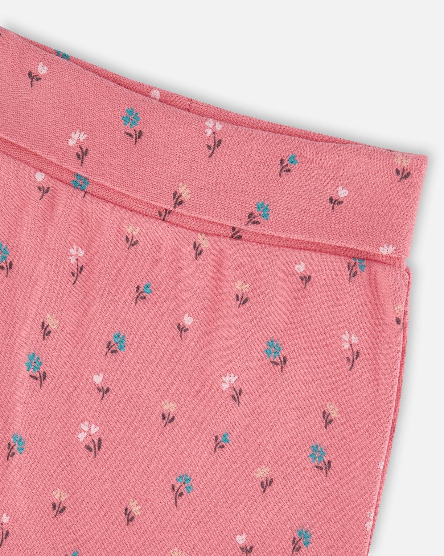 Pantalon évolutif en coton biologique rose fleuri