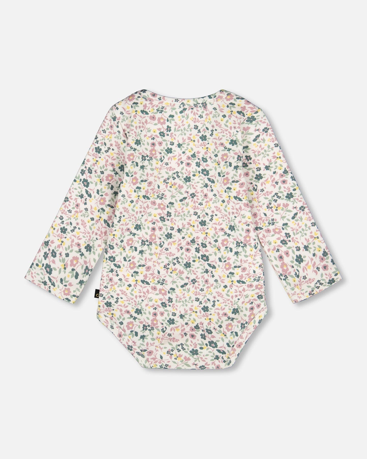 Barboteuse à manches longues en coton biologique, motif floral écru