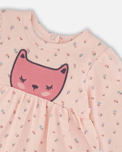 Ensemble Robe Et Leggings En Coton Biologique Rose À Mini Fleurs