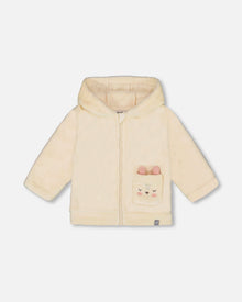 Veste à capuche en peluche blanc cassé