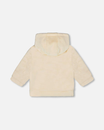 Plush Hooded Jacket Off White