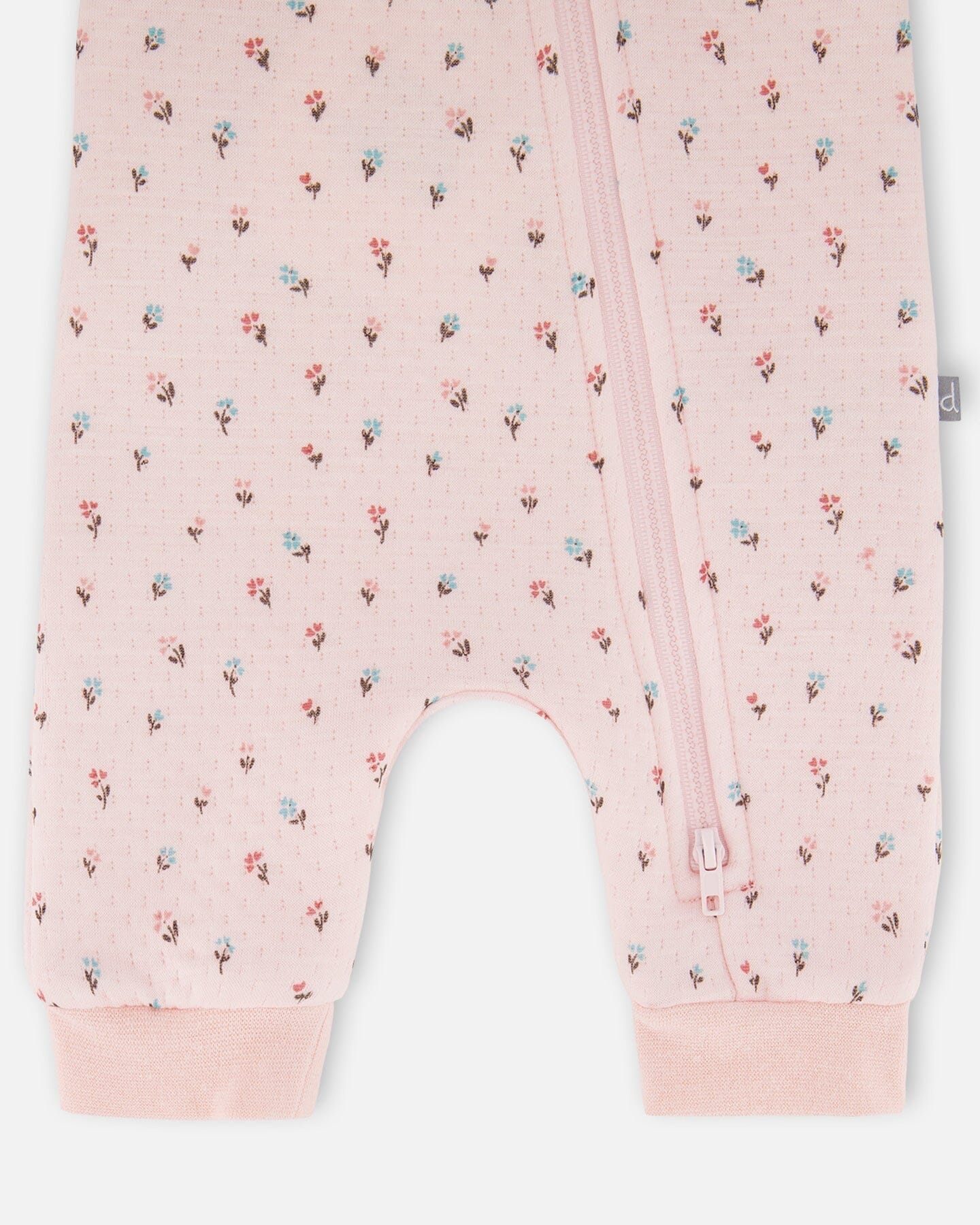 Grenouillère et barboteuse en coton biologique à motif floral rose