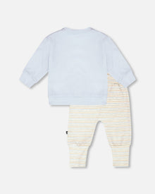 Ensemble pantalon et haut en coton biologique, bleu clair
