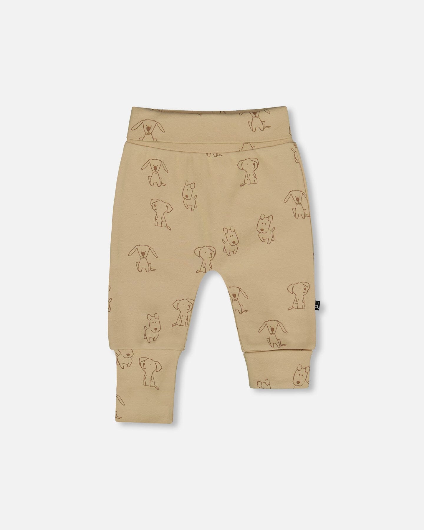 Pantalon Évolutif en Coton Biologique Imprimé Chiens Beige
