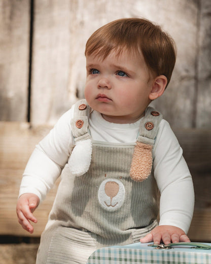 Onesie And Stretchy Corduroy Overalls Set Jade Green